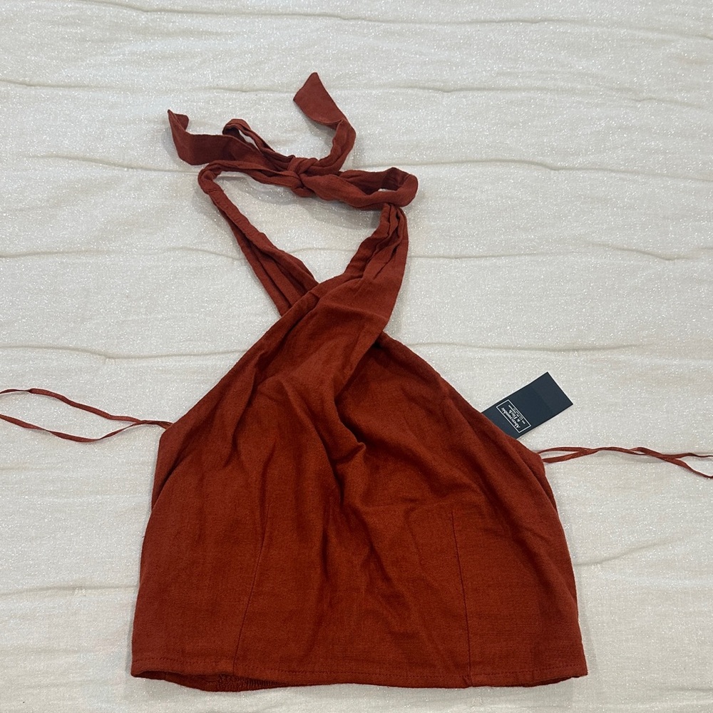 Abercrombie & Fitch Terracotta Halter linen Top